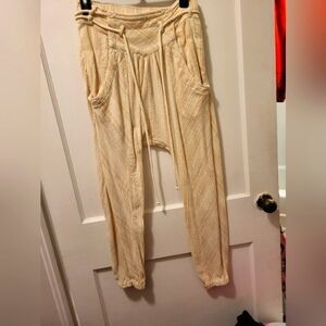 Free People Beige Cropped Harem Pants